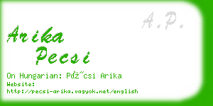 arika pecsi business card